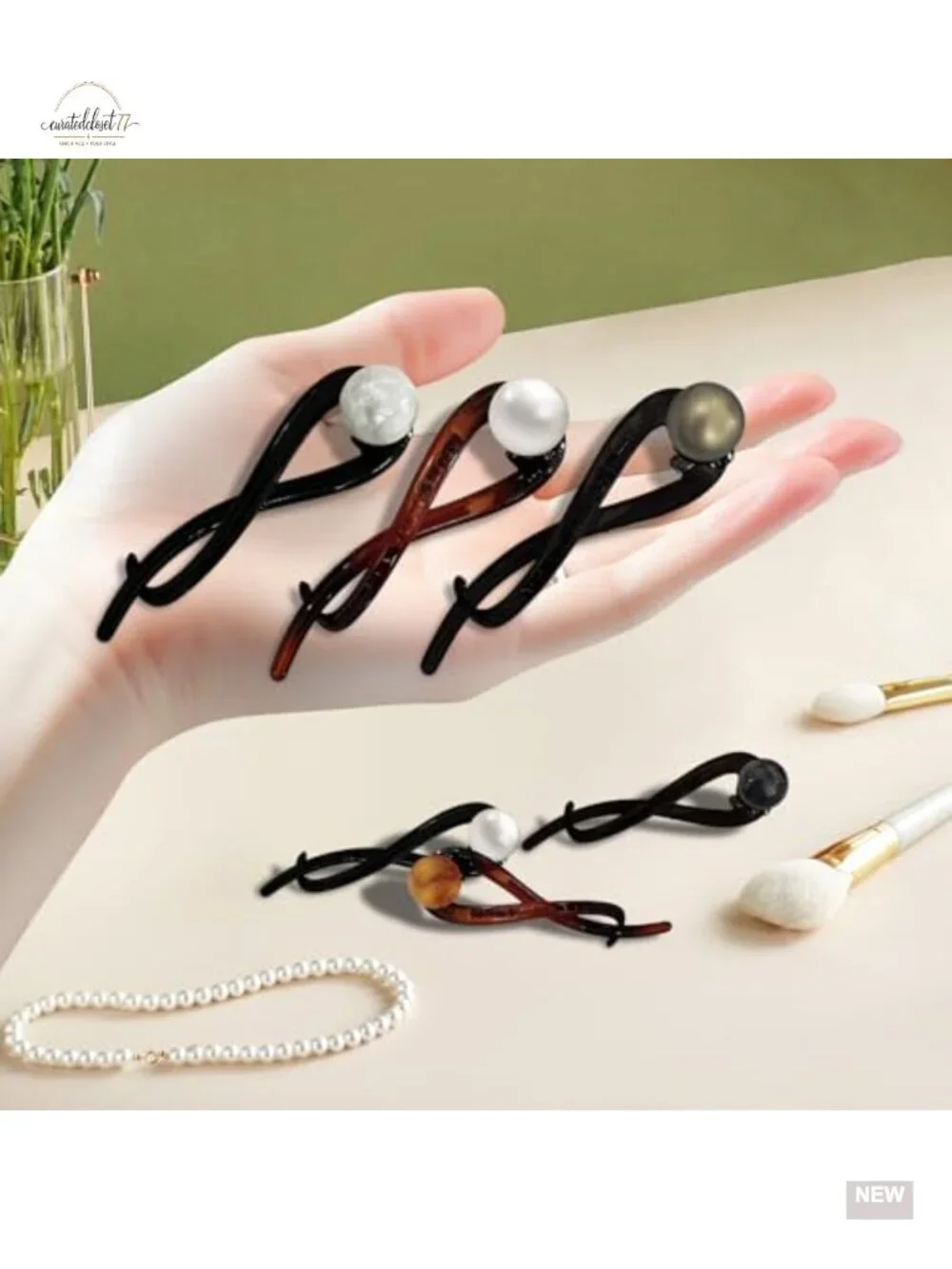 6 French Twist Pearl Hair Pins Clips for Thick Hair